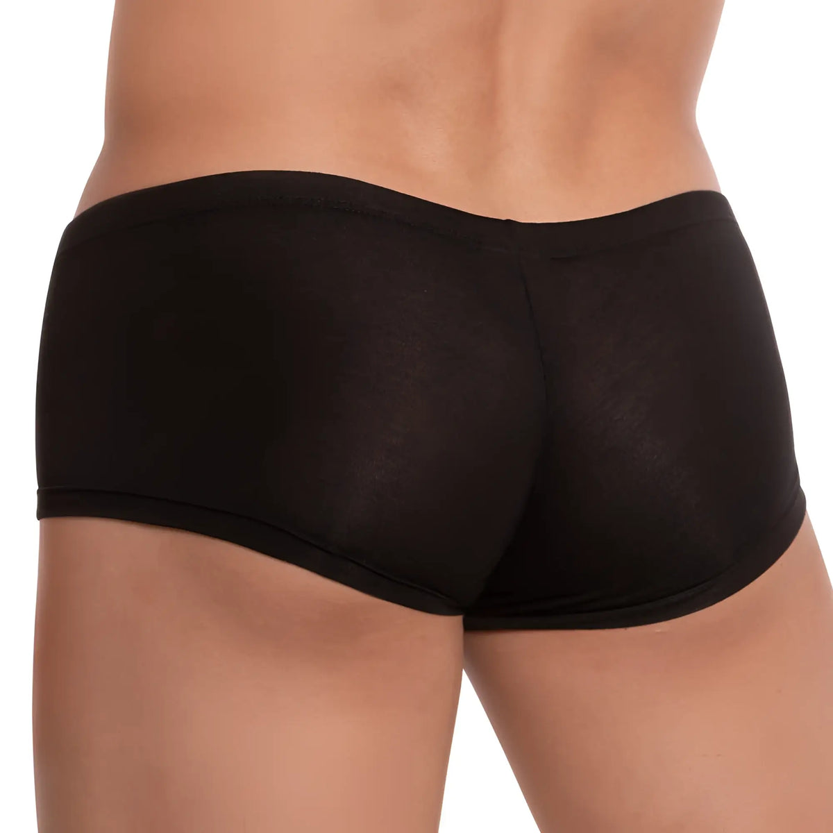 Feel feg023 boxer trunk black form-fitting briefs with smooth stretchy fabric and snug waistband front view