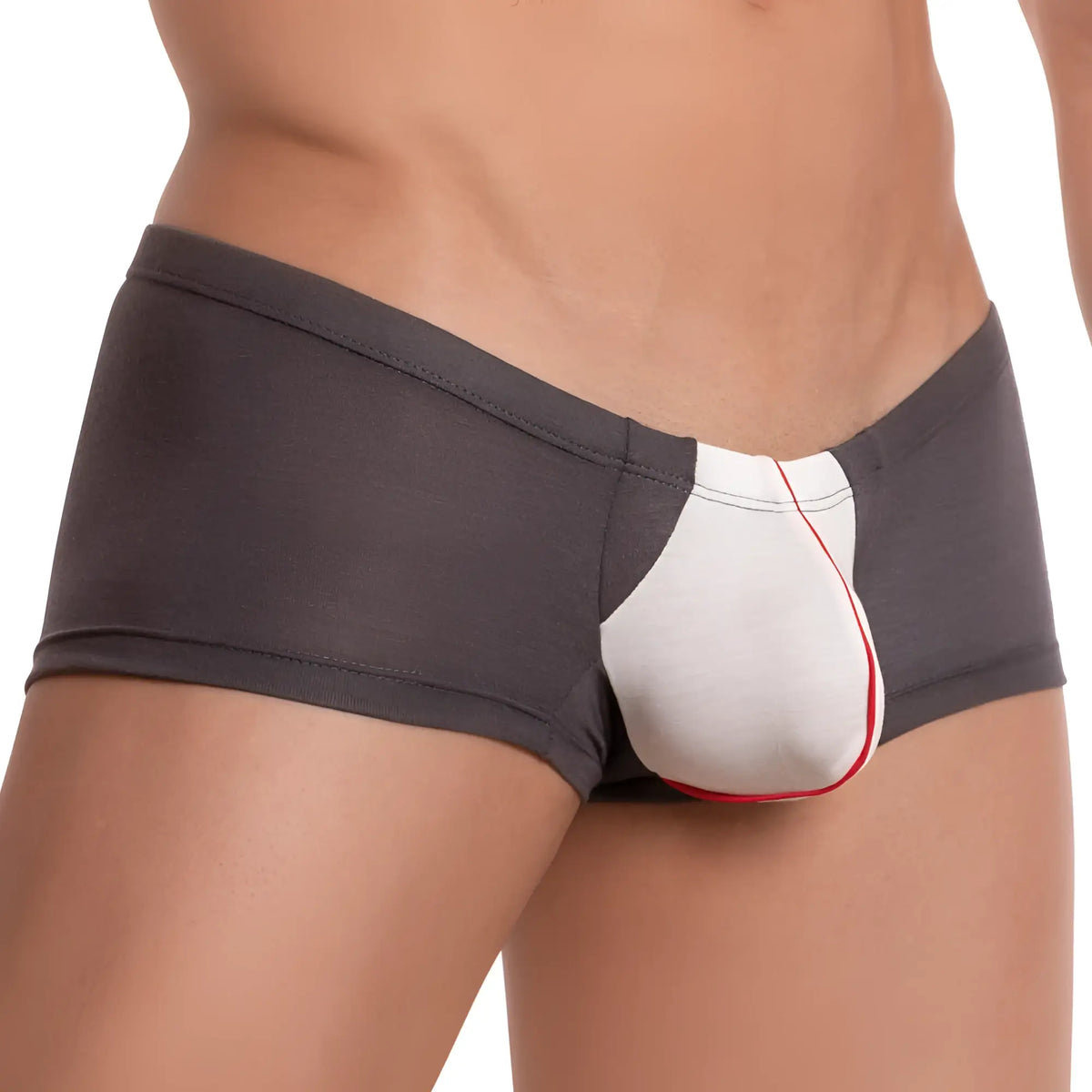 Feel feg023 boxer trunk gray and white menâ€™s briefs with red trim detail comfortable cotton blend underwear