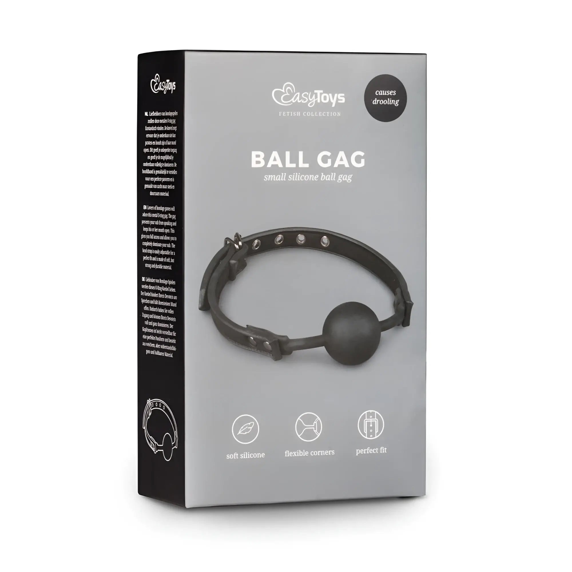 Black silicone ball gag from easytoys fetish collection featuring a smooth silicone ball for comfortable restraint use