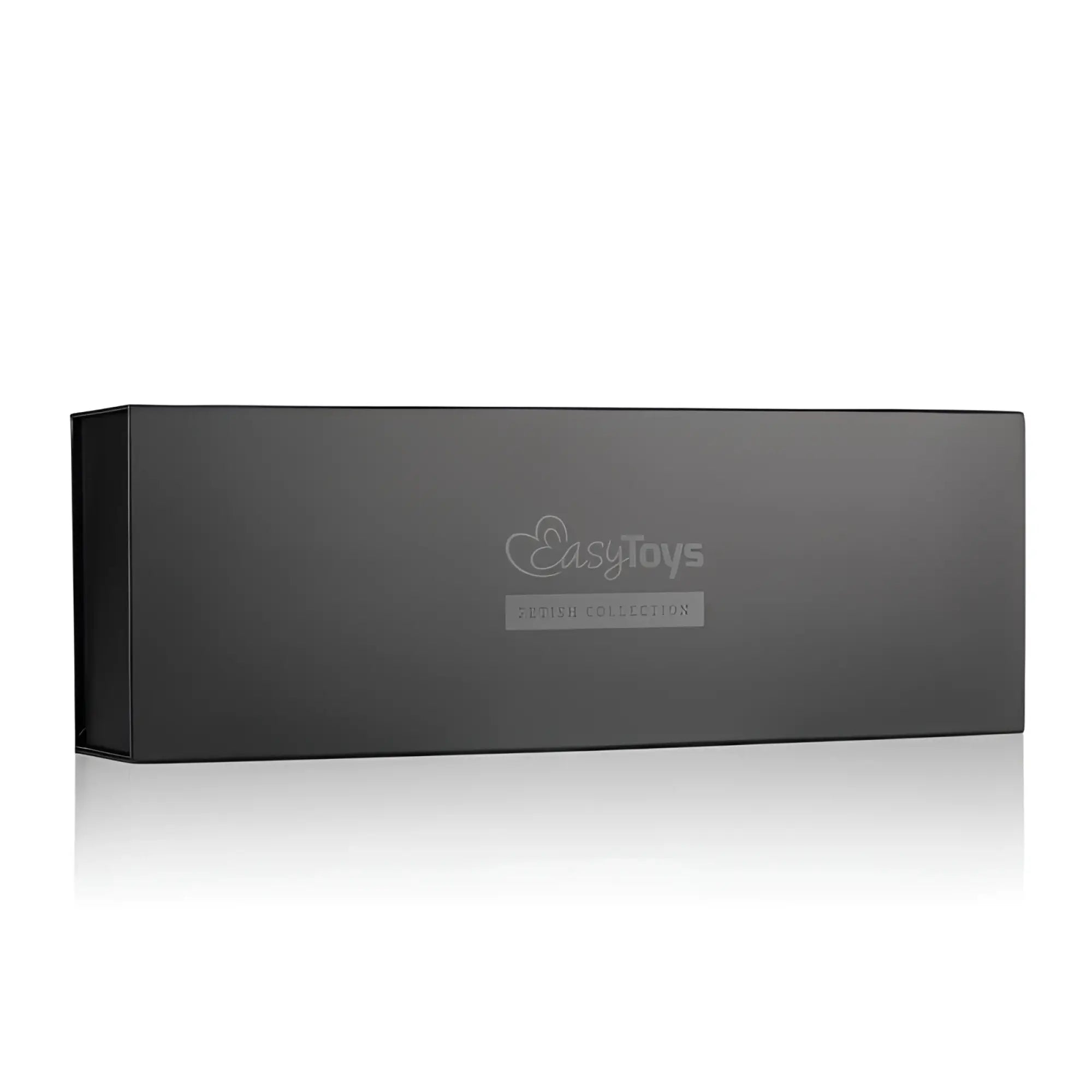 Black rectangular box with easytoys logo and silver label for fetish collection beginners bondage fantasy kit
