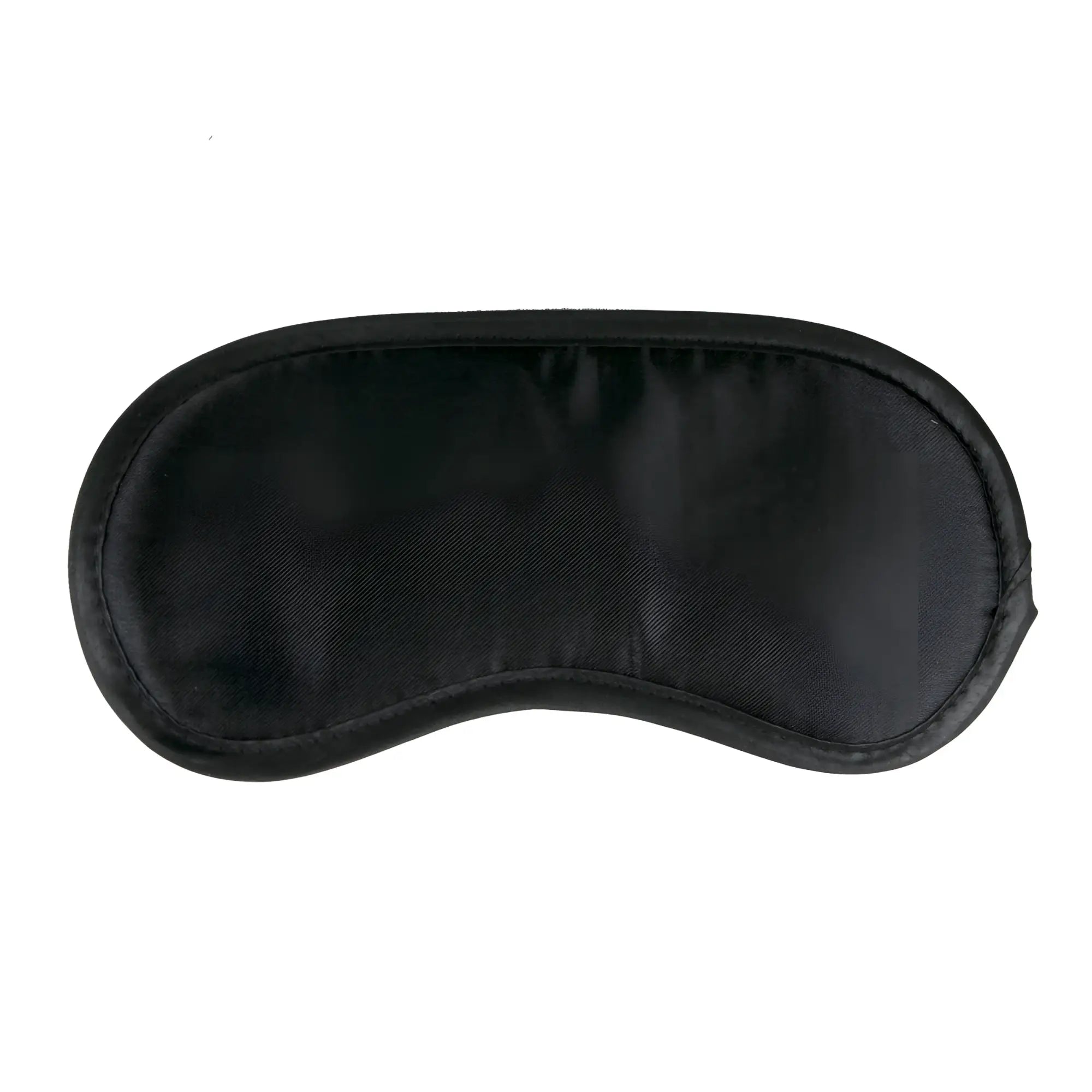 Fetish Collection black satin eye mask featuring smooth glossy finish and neatly stitched edges for comfortable wear