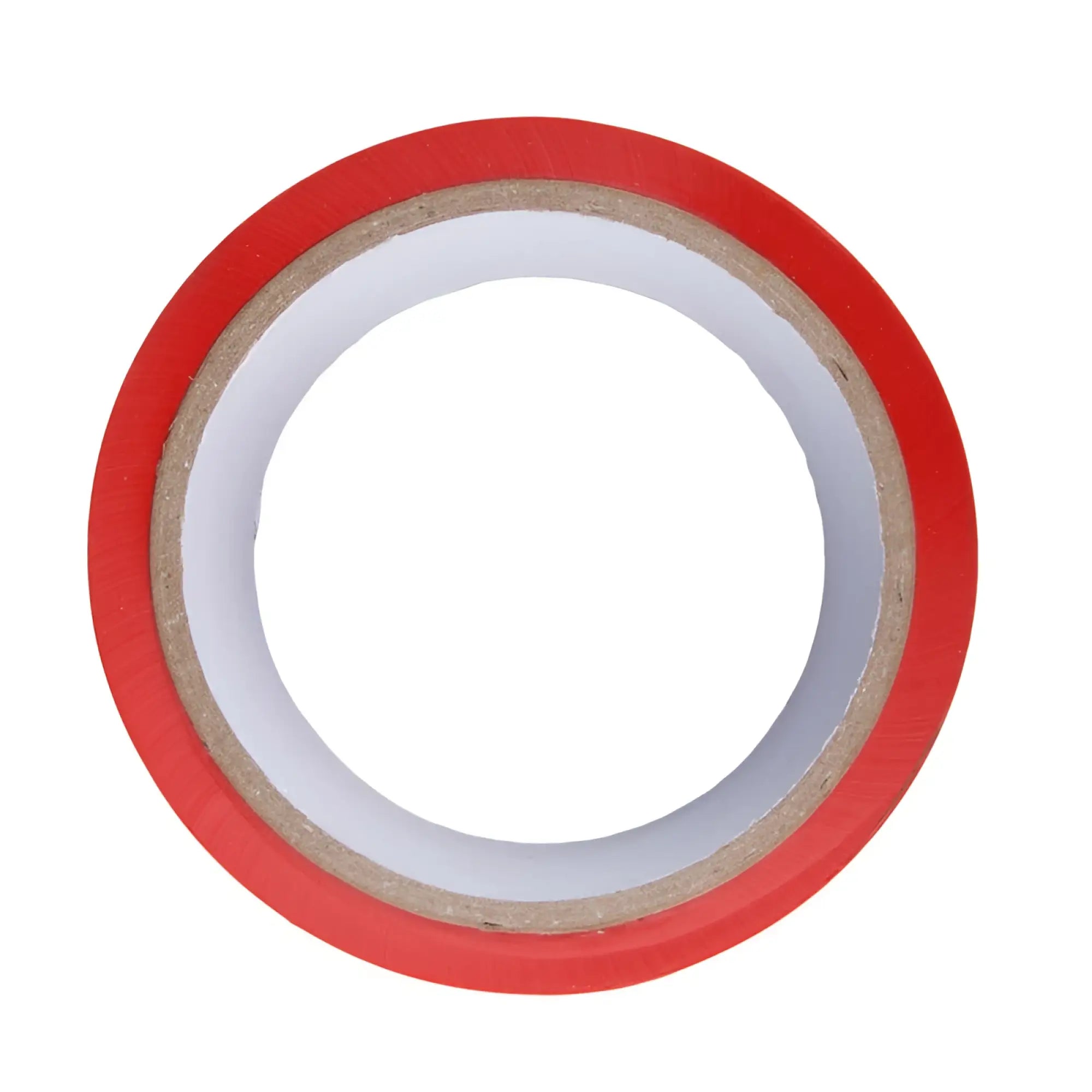 Red adhesive bondage tape from the fetish collection wound around a cardboard core for versatile use