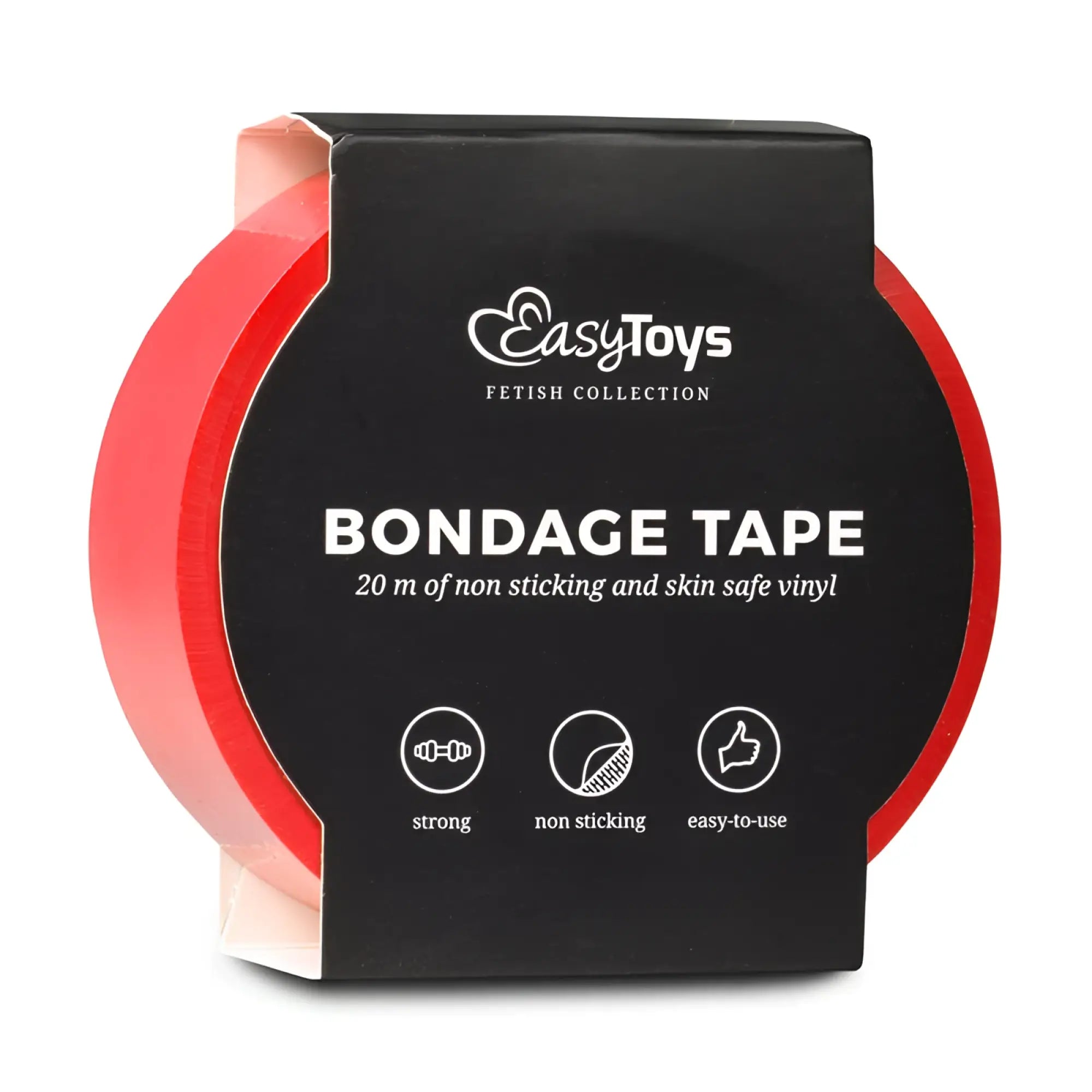 Red easytoys fetish collection bondage tape 20 meters non-sticking skin-safe vinyl roll