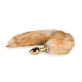 Gold-toned metal anal plug with attached fox tail faux fur from fetish collection fox tail no 1 gold plug