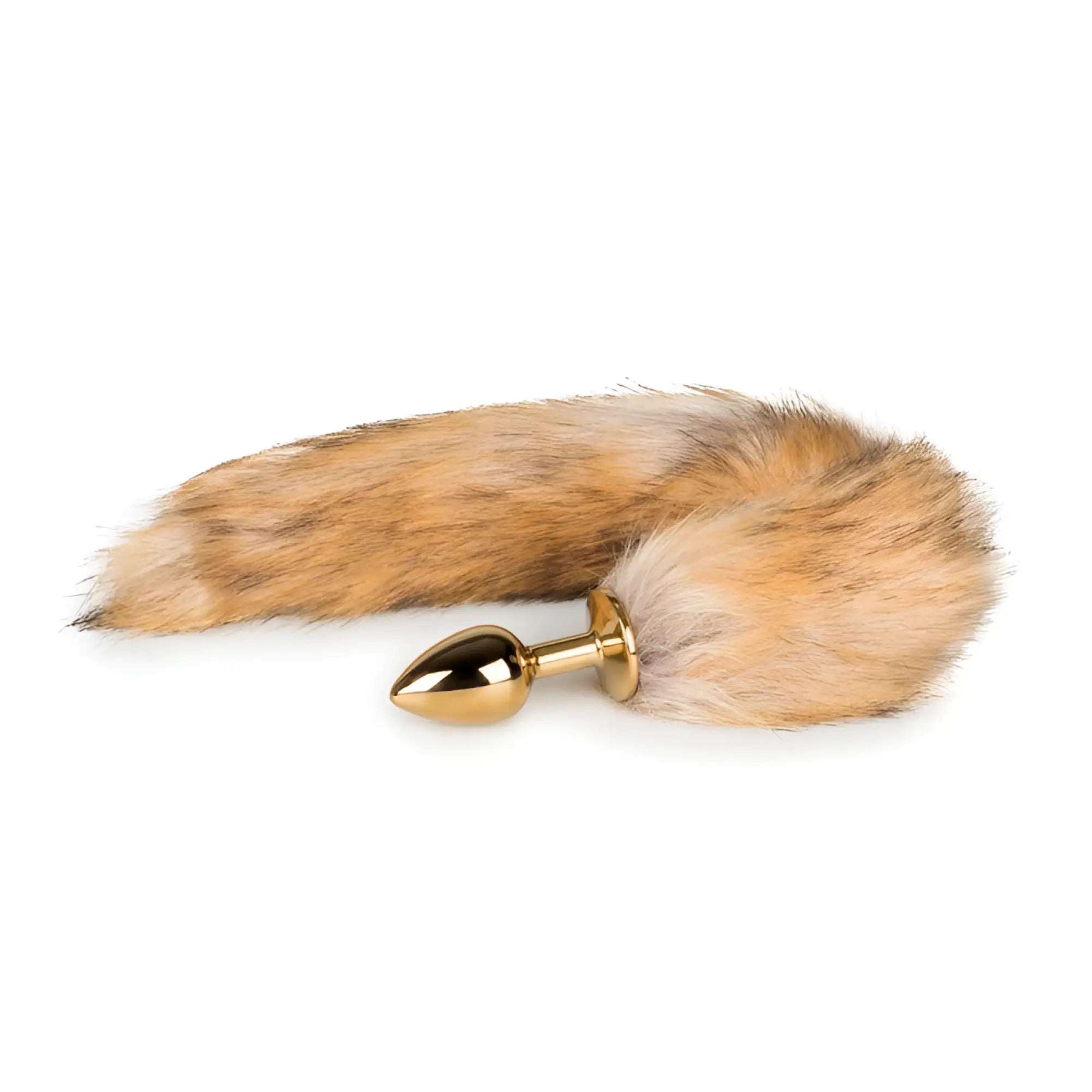 Gold-toned metal anal plug with attached fox tail faux fur from fetish collection fox tail no 1 gold plug