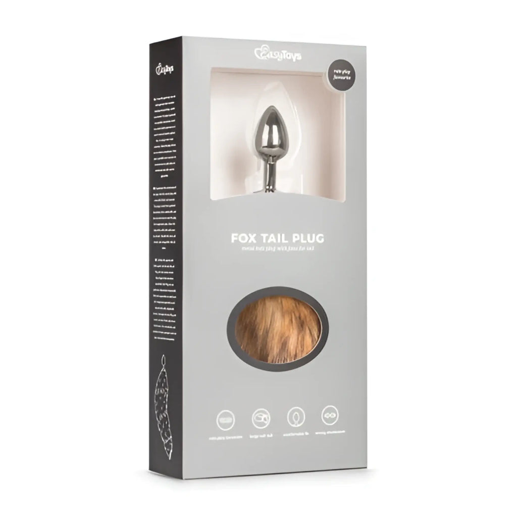 Silver fox tail plug from fetish collection with tapered design and realistic silver fur texture for intimate use