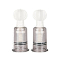 Transparent plastic fetish collection nipple and clit suckers small 2 pc with white spherical tops and spiral mechanisms