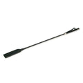 Black leather riding crop from the fetish collection with a sleek handle and flat rectangular head in black color