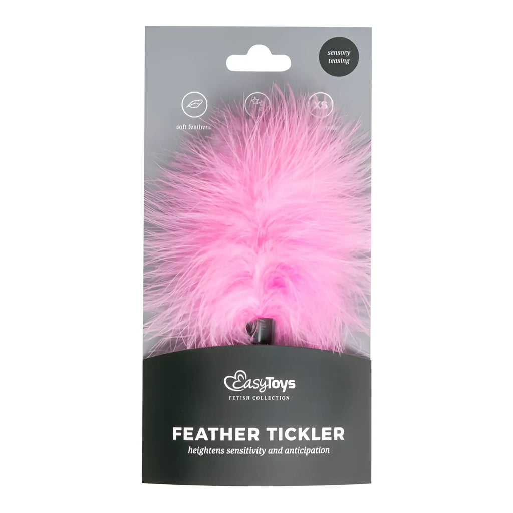 Pink feather tickler from easytoys fetish collection small size soft feathers for sensory play