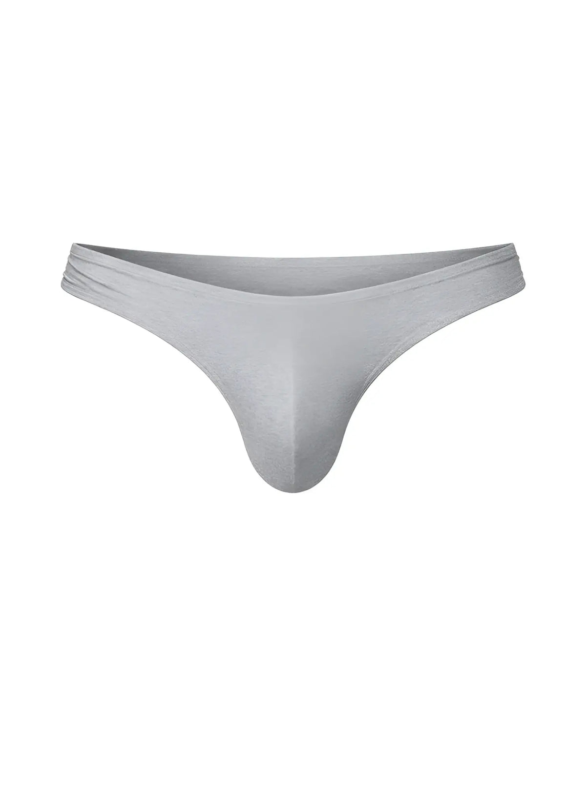 Gray seamless thong made of soft fabric with contoured design from Fizx full coverage mens bikini shown from back