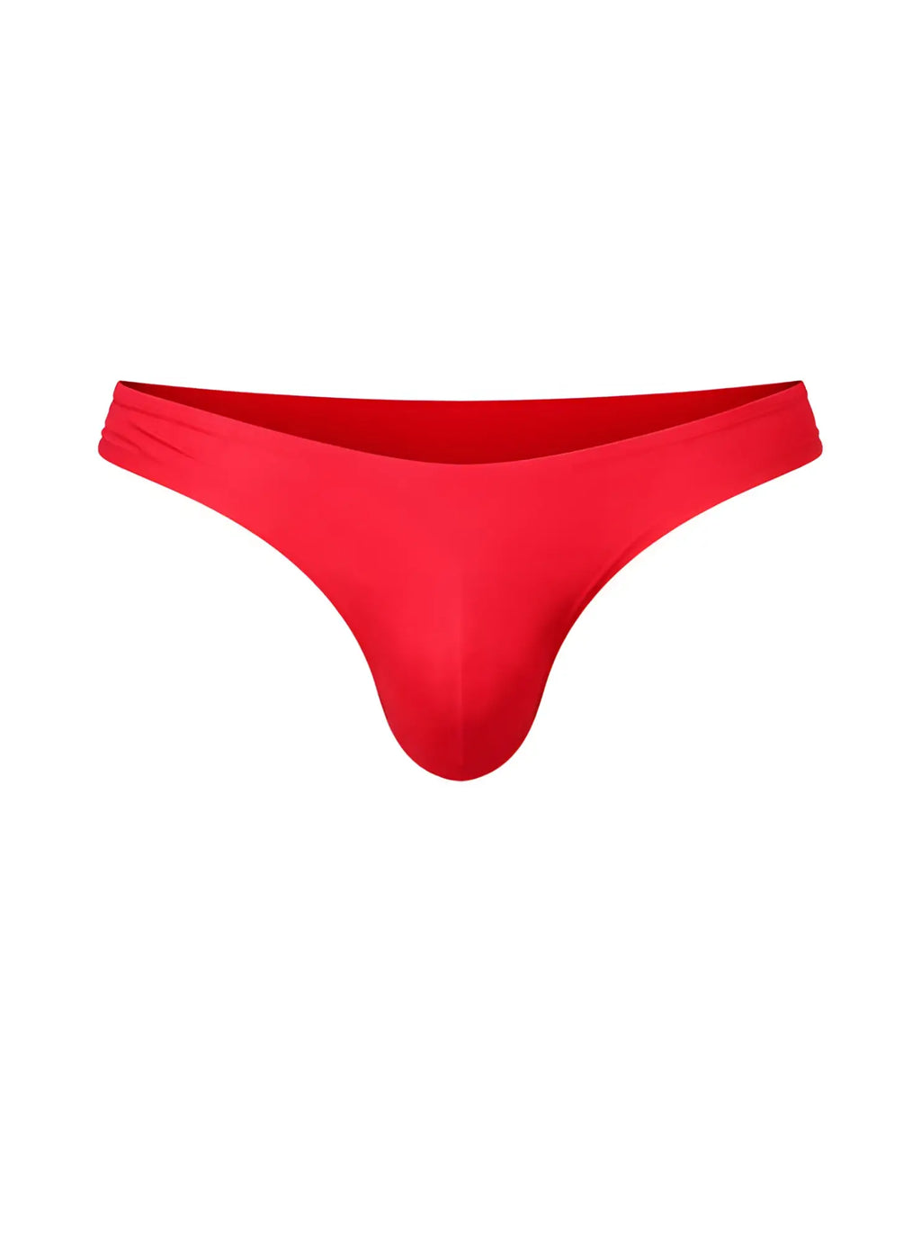 A vibrant red fizx full coverage menâ€™s bikini made of smooth fabric with a contoured seamless thong design