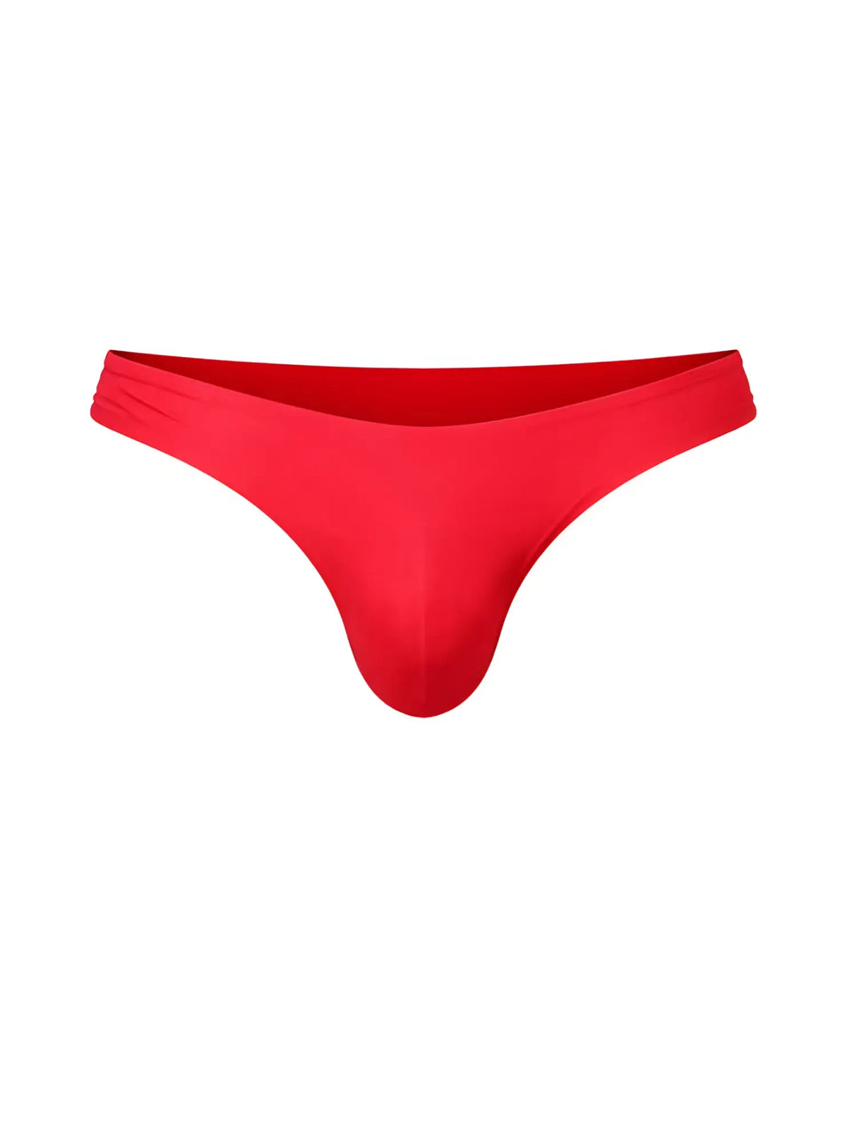 A vibrant red fizx full coverage menâ€™s bikini made of smooth fabric with a contoured seamless thong design