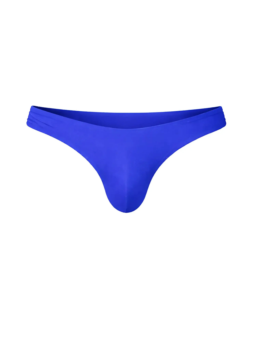 A vibrant royal blue fizx full coverage menâ€™s bikini thong made of smooth stretchy fabric with a sleek minimalist design