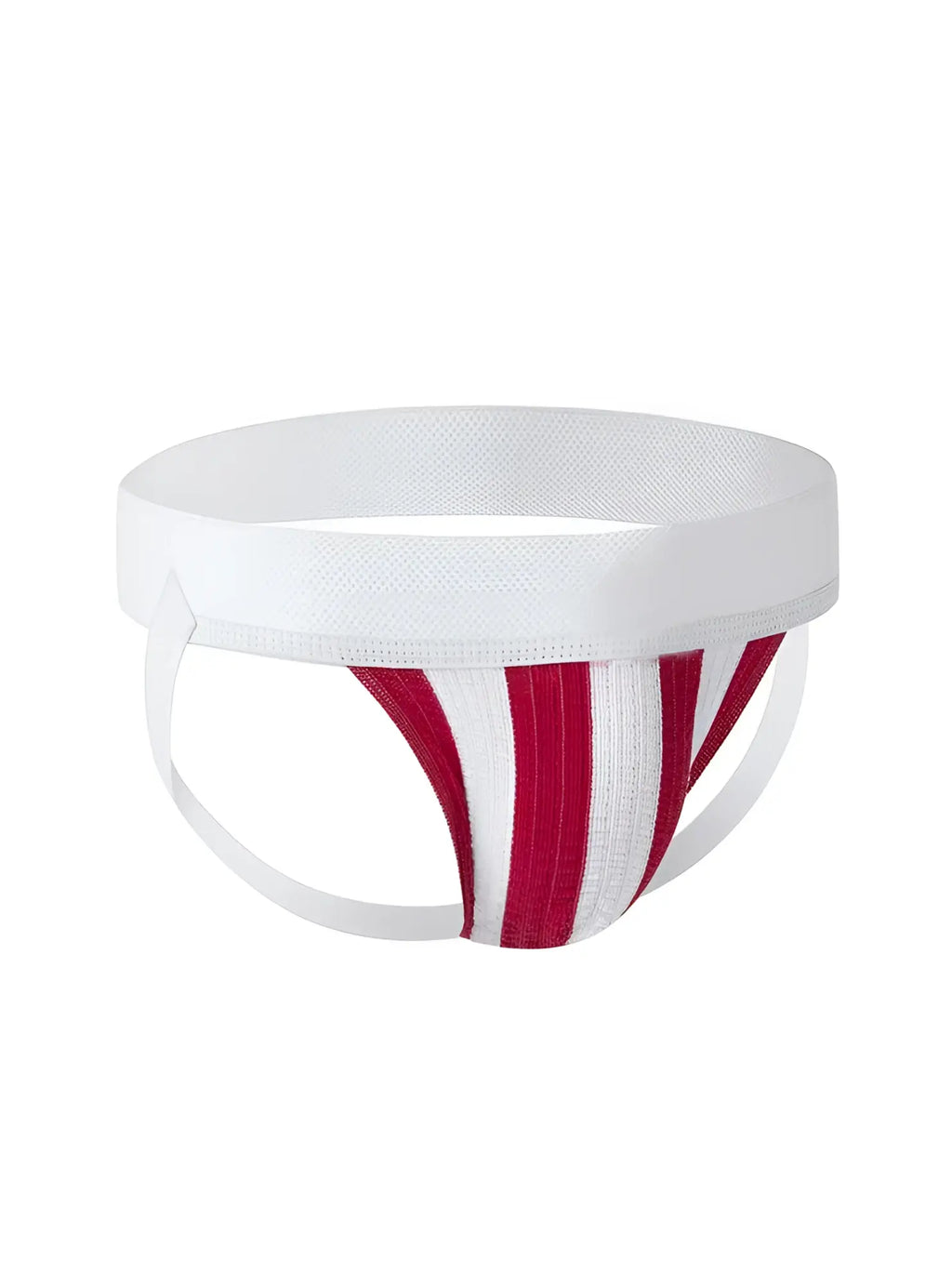 Red and white striped fizx james knit jockstrap athletic briefs with white elastic waistband