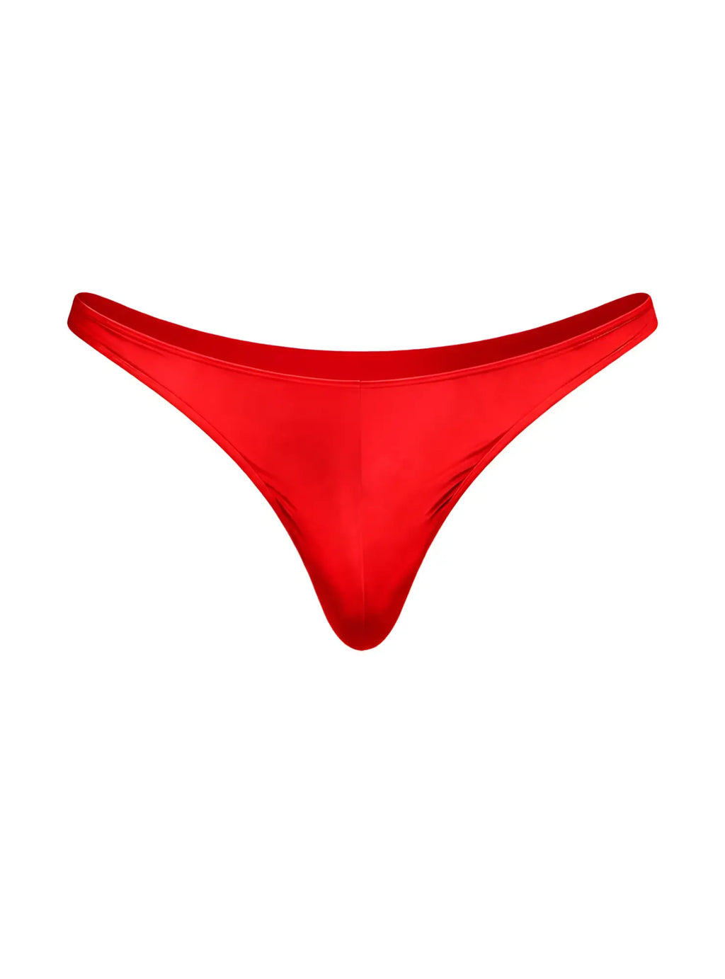 Vibrant red Fizx Rayon thong made of glossy satin with a sleek minimalist design showing the front side