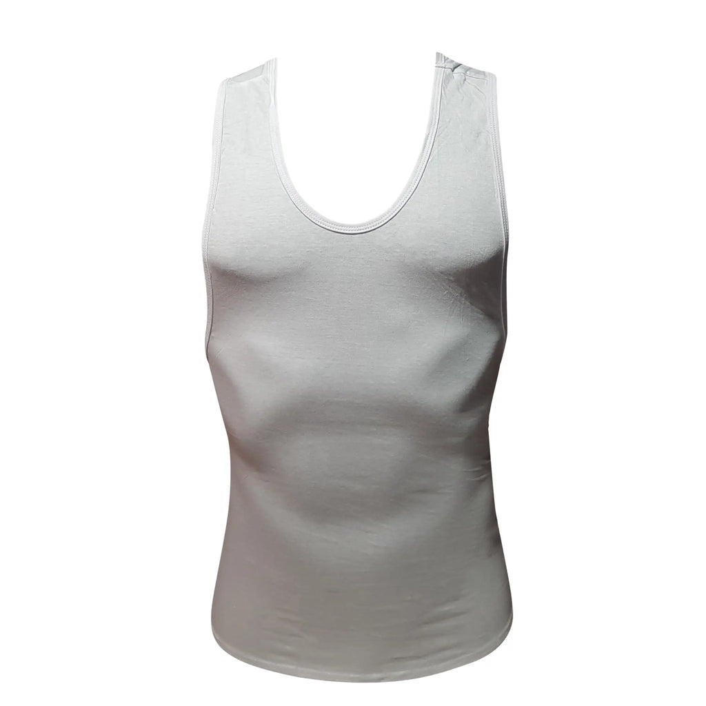 White fizx tank top sleeveless fitted design with rounded neckline made of breathable fabric for activewear