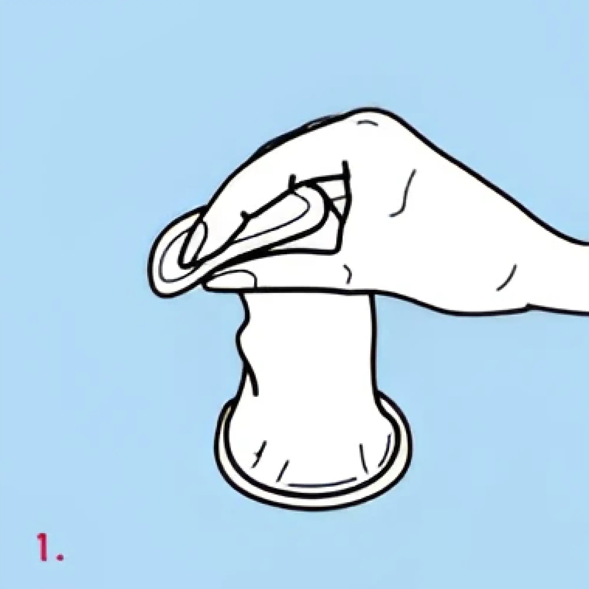 A hand holding a white cylindrical four seasons femidom rubber femidom with flared top and bottom in a 3 pc set