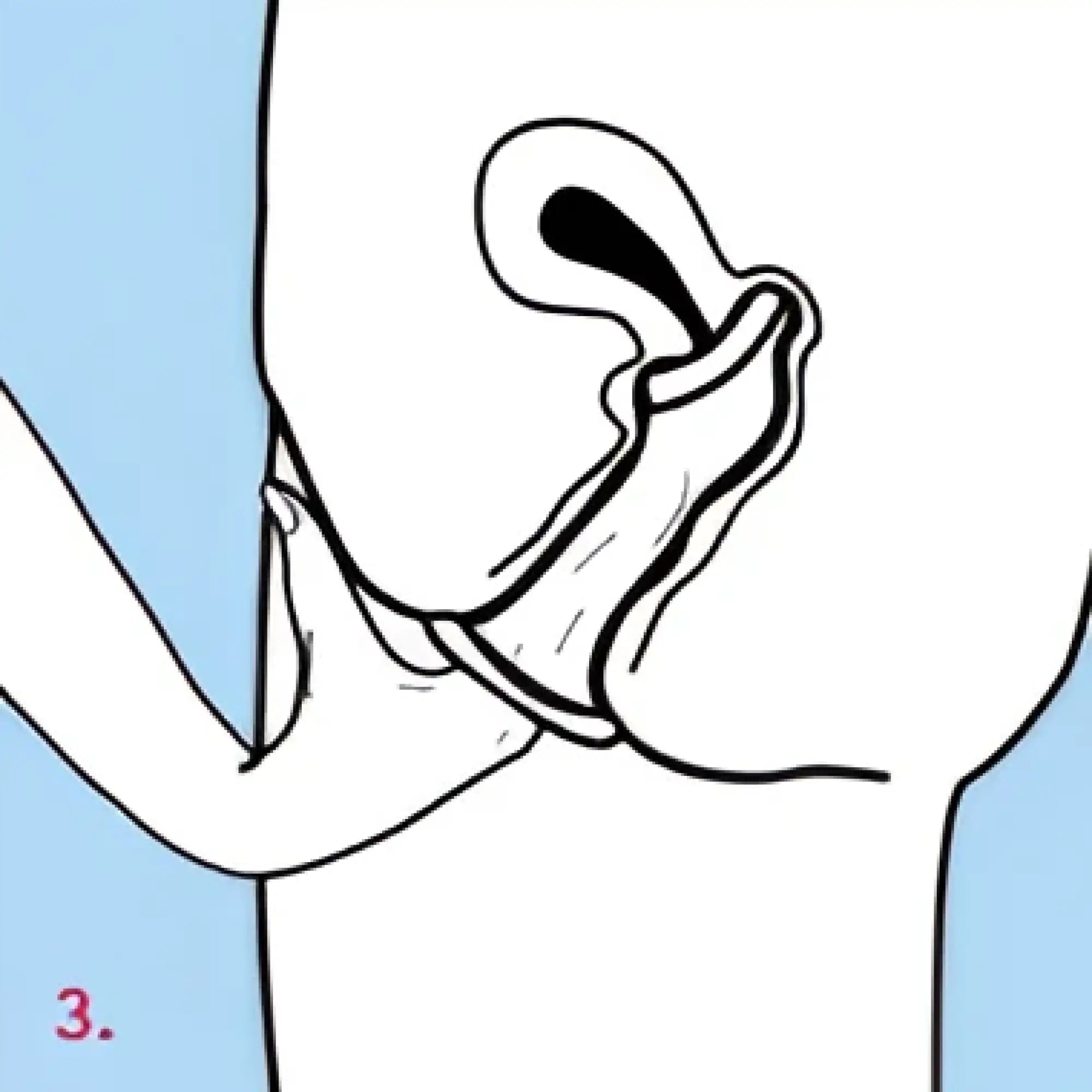 The illustration shows a stylized human genitalia with open urethral opening for four seasons femidom 3 pc product use
