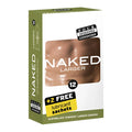 Four Seasons Naked larger condoms in a white and olive green box showing a brown skin-toned condom inside