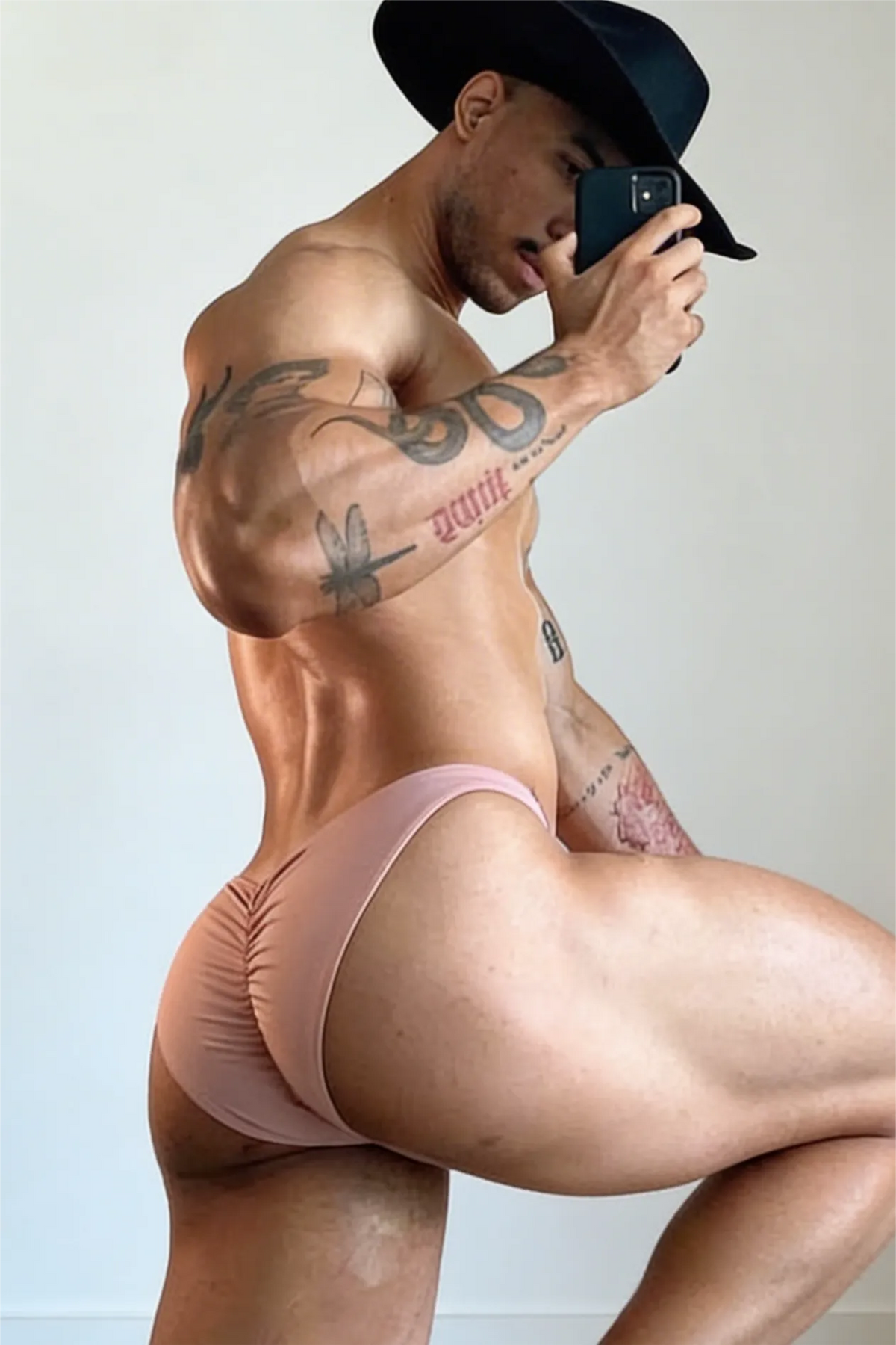 JJ Malibu Men's Classic Scrunch-Butt Swim Briefs - Nude Pink