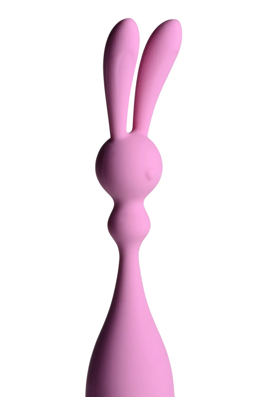 Pink silicone rabbit-shaped vibrator frisky bunny rocket with smooth rounded contours and long upright ears