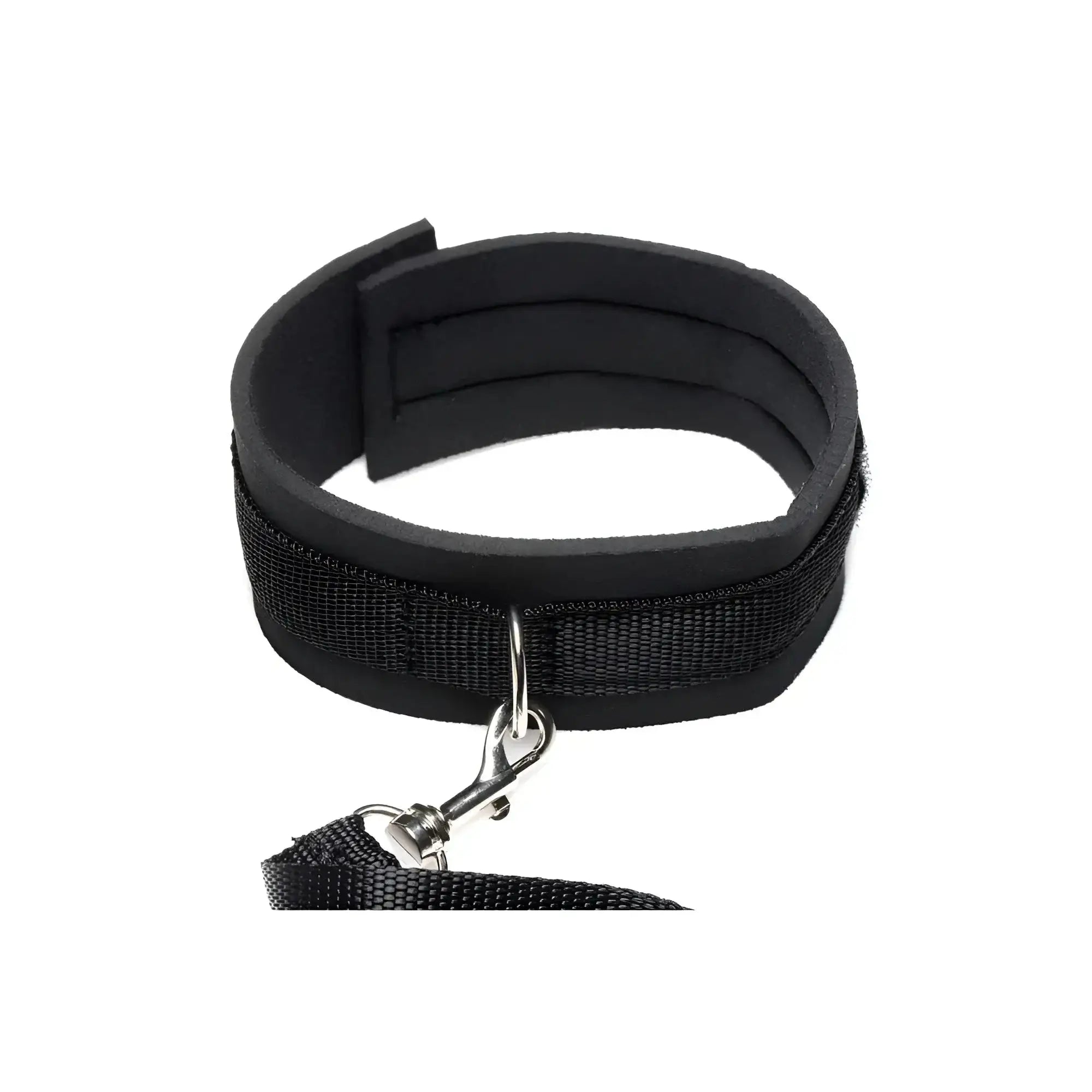 Black neoprene frisky collar with padded adjustable strap and metal clasp for comfortable secure fit