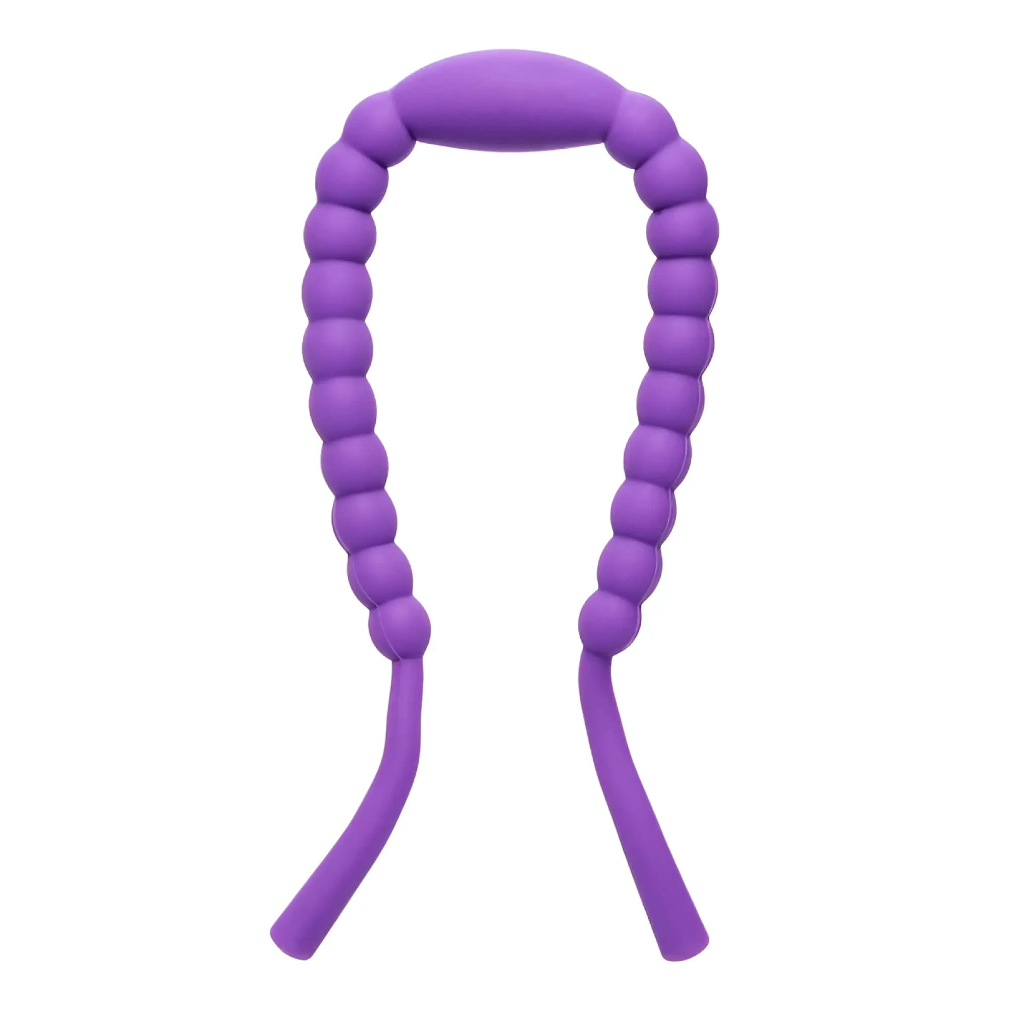 Purple silicone neck strap with beaded design and rounded ends for frisky oral enhancing hands free labia spreader