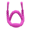 Bright pink silicone vaginal dilator with segmented beaded design and two elongated handles frisky petal pusher labia spreader