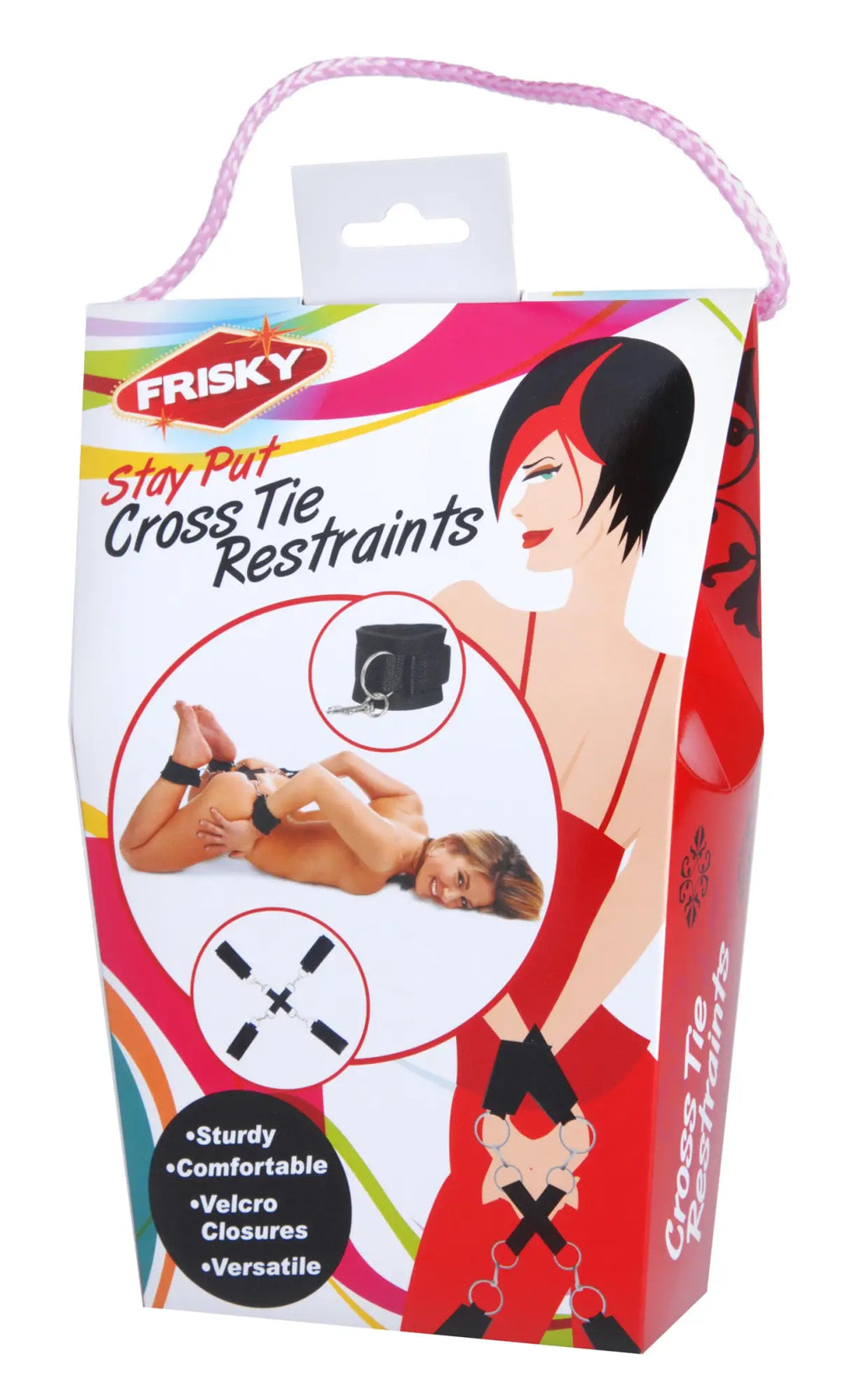 Frisky Stay Put cross tie restraints set in black with adjustable velcro closures and a sleek versatile design