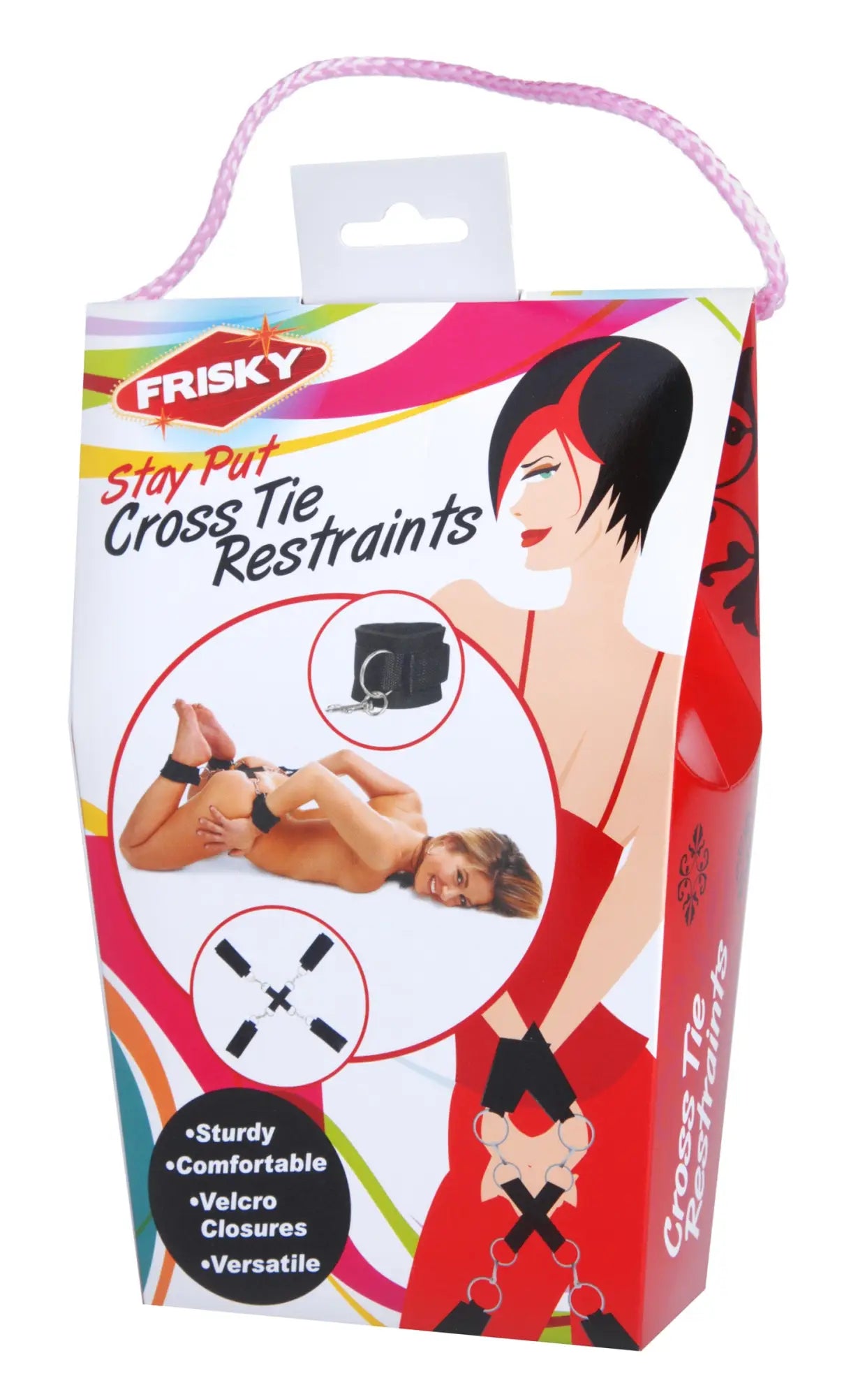 Frisky Stay Put cross tie restraints set in black with adjustable velcro closures and a sleek versatile design