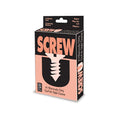 Black and peach-colored box for Genie Screw U card game featuring a stylized white screw graphic for adults