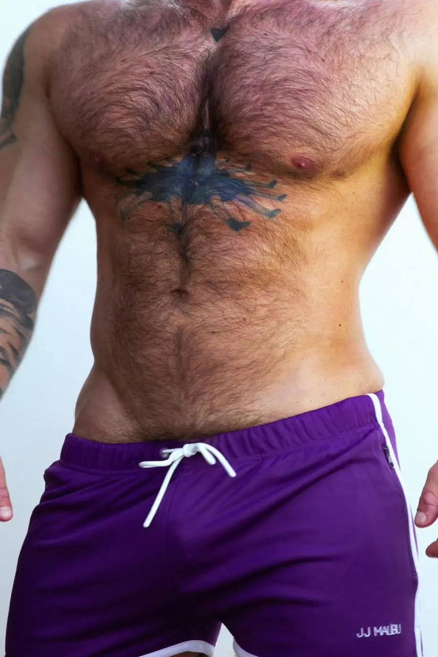 JJ Malibu Men's For-the-Night 2" Gym Short Shorts with Drawstring - Dark Plum