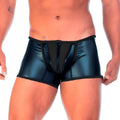 Shiny black patent leather Gigo 2 Fetiche zipper trunk briefs with central zipper and black contrasting trim