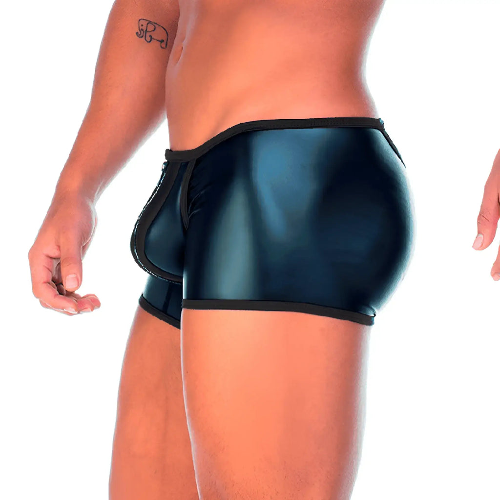 Gigo 2 Fetiche black zipper trunk shiny latex briefs with sleek form-fitting design and contrasting black trim