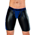 Black and blue shiny faux leather briefs with bold get logo on waistband gigo 2 fetiche blue trunk long