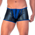 Gigo 2 Fetiche blue zipper trunk black and blue shiny faux leather boxer briefs with central zipper detail