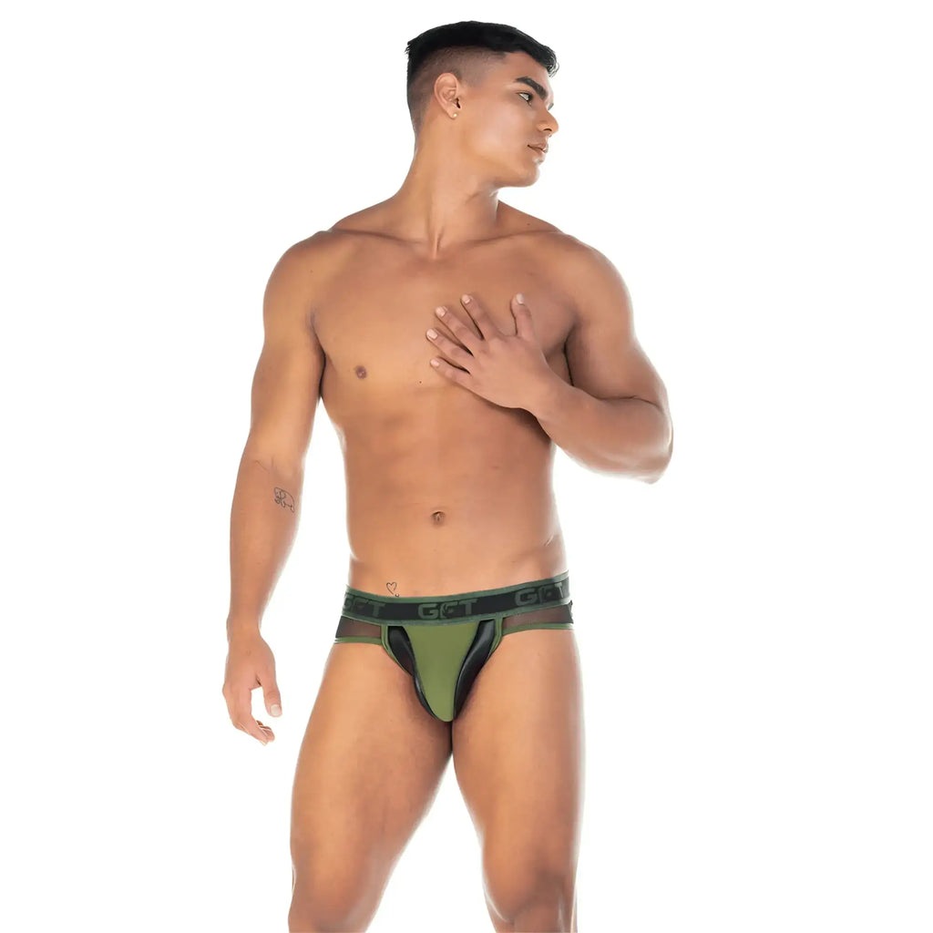 Gigo 2 fetiche green brief olive green and black gci brand menÃ¢â‚¬â„¢s underwear with colour block design