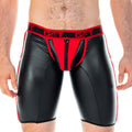 Black and red faux leather briefs with front zipper and get branded waistband gigo 2 fetiche red zipper trunk long