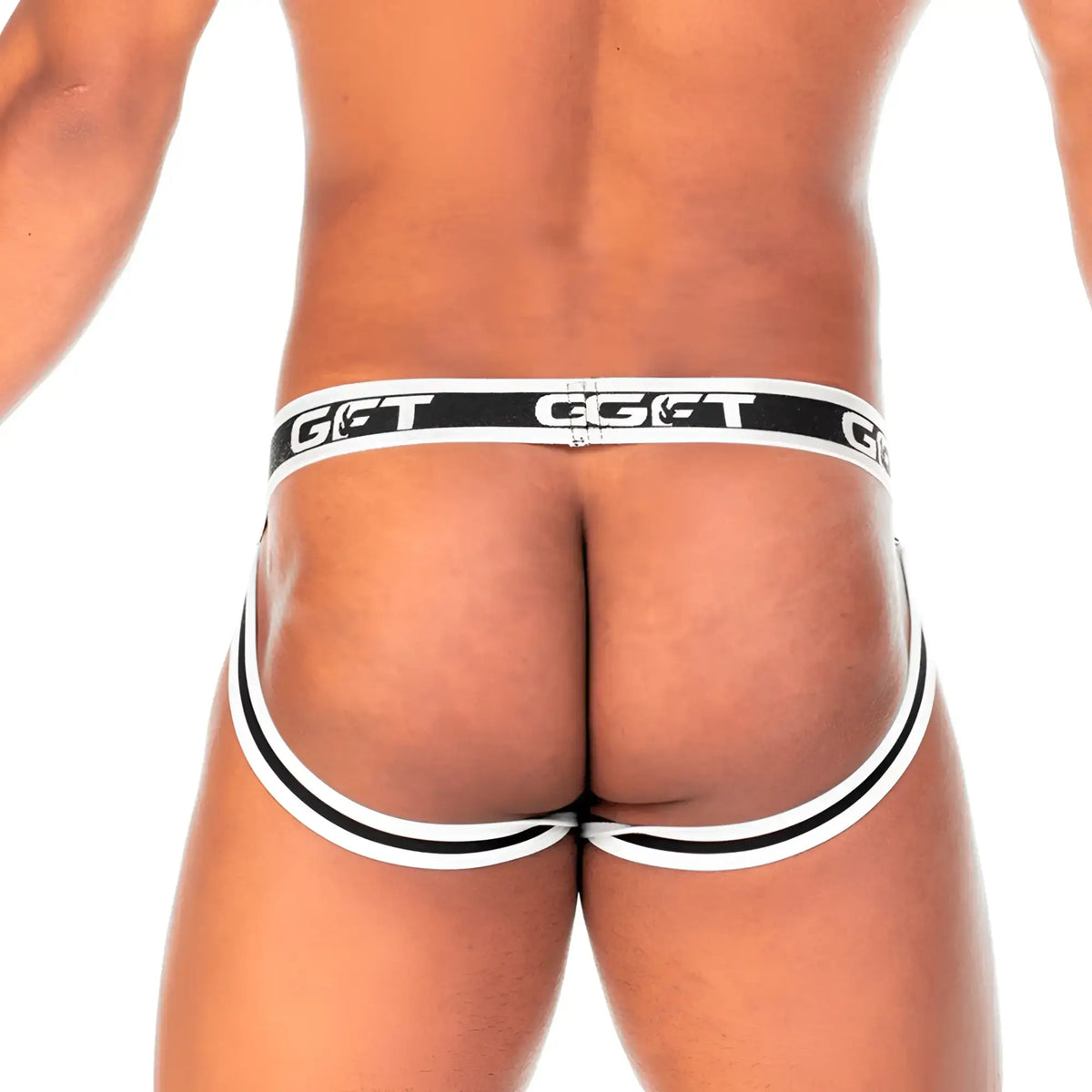 Black and white striped gigo 2 fetiche white jockstrap briefs with sleek modern design and g&g branding