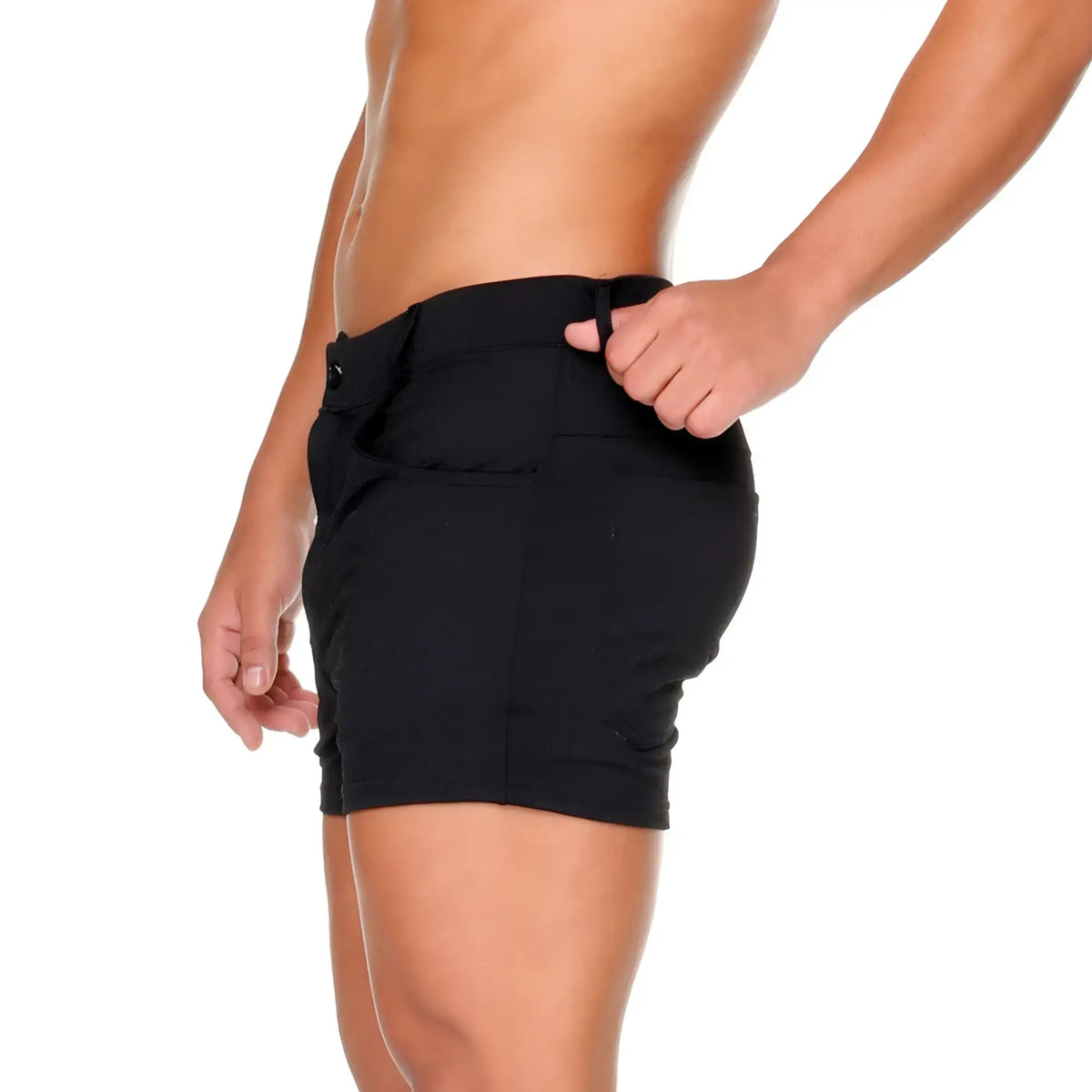 Black athletic shorts gigo african black sexyshort with sleek form-fitting design and visible side pockets