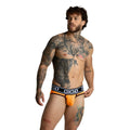Orange gigo branded briefs with black trim and white lettering on the waistband for stylish everyday wear