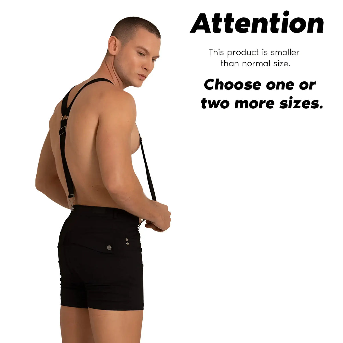Gigo Aventurer black denim shorts with adjustable black suspenders for a stylish and versatile look