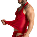 Gigo Bahia red tank sheer mesh tank top with red trim perfect for stylish summer wear
