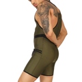 Olive green gigo boxing athletic singlet with black trim and reinforced seams for enhanced durability