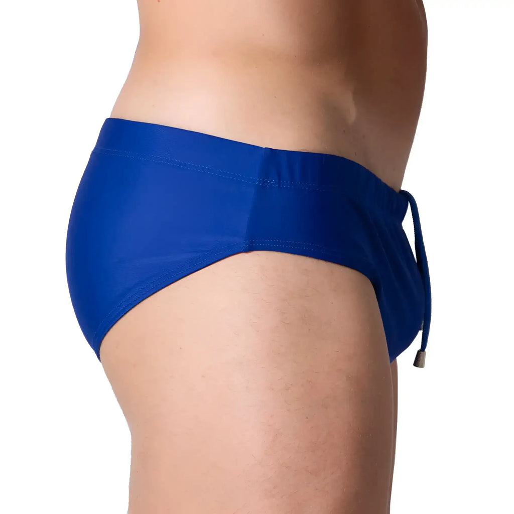 Royal blue Gigo Brazilian blue swim brief with drawstring waistband designed for comfortable swimming