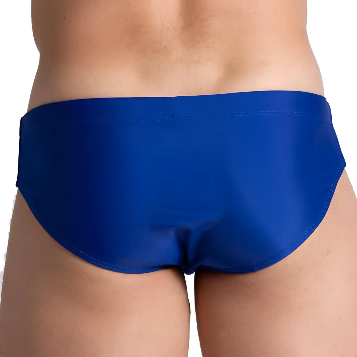 Gigo brazilian blue swim brief solid royal blue swim trunks with smooth glossy fabric finish front view