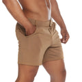 Beige gigo cargo caqui athletic shorts with fitted waistband and side pockets for casual and active wear