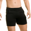 Gigo Chari black short athletic shorts with a sleek form-fitting design and side pockets for active use