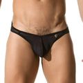 Black mesh thong gstring with a silver button on the side from gigo clarity collection