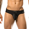 Gigo classic black swim brief with drawstring closure and silver-toned metal hardware for comfortable beachwear
